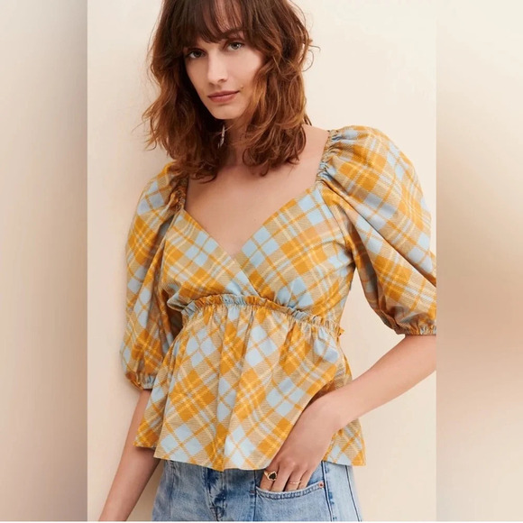 Anthro RAHI Puff Sleeve Blouse - Picture 1 of 8